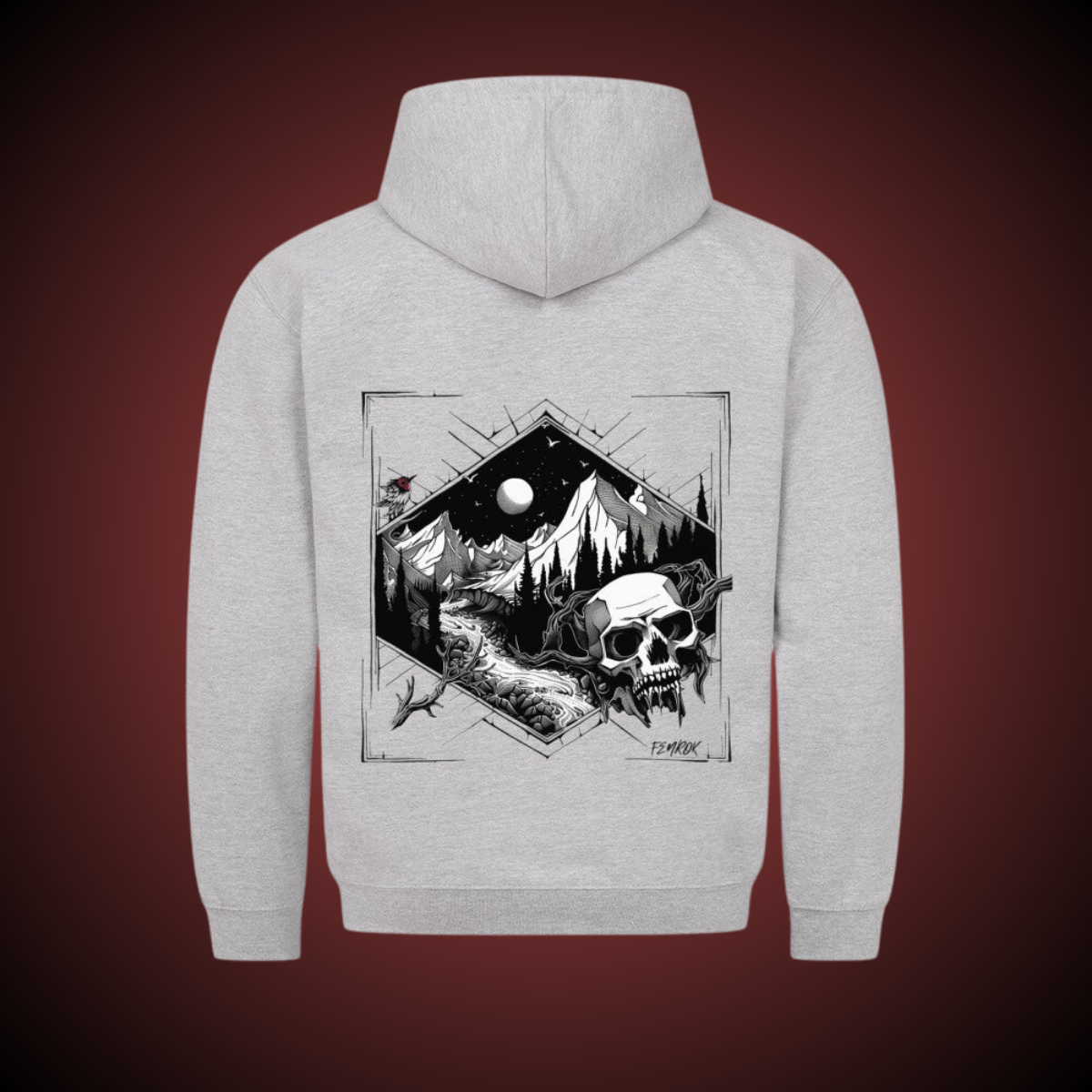 Skull n Mountains - Hoodie Backprint
