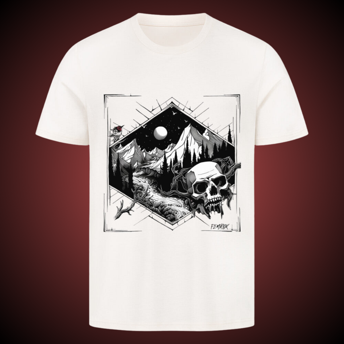 Skull n Mountains - Herren Shirt Frontprint