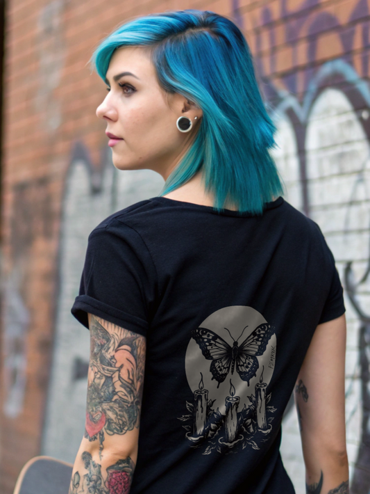 Moth n Candle - Damen Shirt Backprint